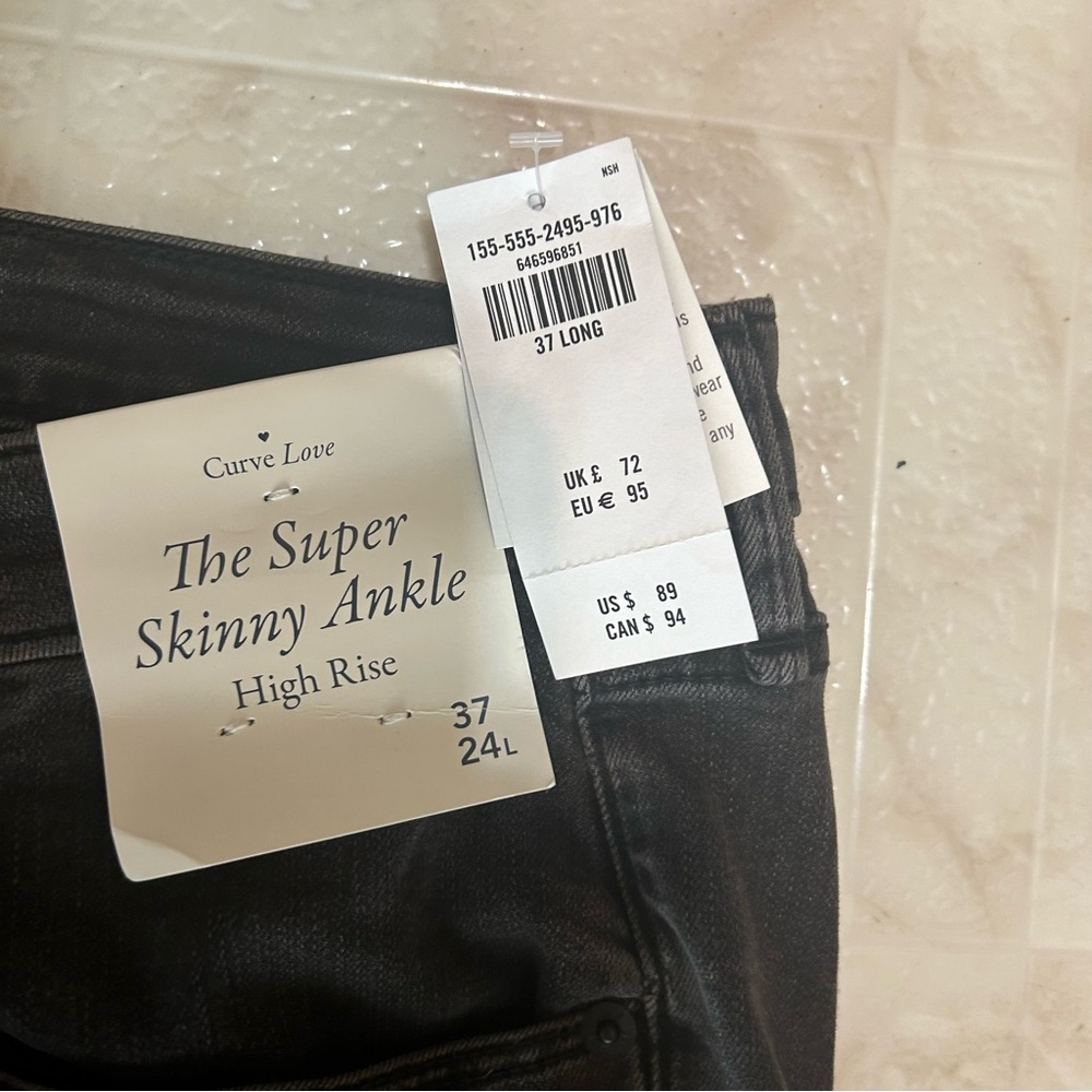 A&F Plus Size Curve Super Skinny Ankle High Rise Distressed Black 37 / 24 Long - Picture 8 of 14